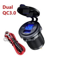 dual qc 3 0 36w usb fast charger socket power outlet adapter led display voltmeter touch switch waterproof for rv boat motor car