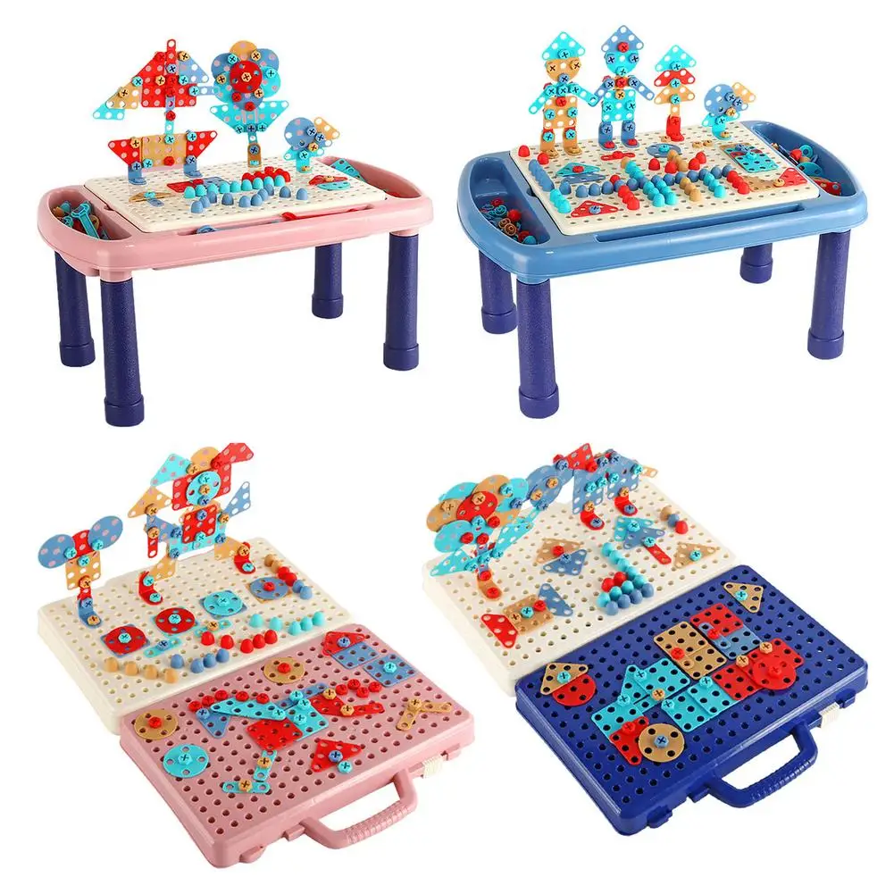 

Mosaic Puzzle Toy Kids Drill Set Building Blocks With Toy Drill Screw Tool Set DIY Educational Construction Engineering Buildi