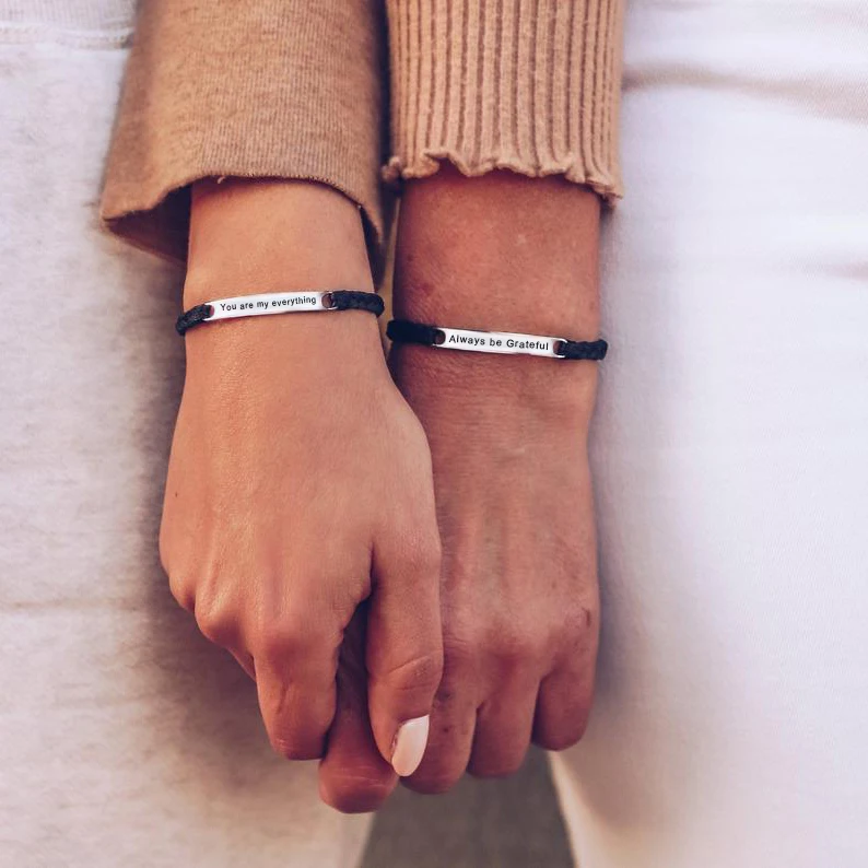 

Парные браслеты с именем на заказ, нержавеющая сталь 316 l, красный, черный, плетеный браслет дружбы для женщин, мужчин, подарки на новый год