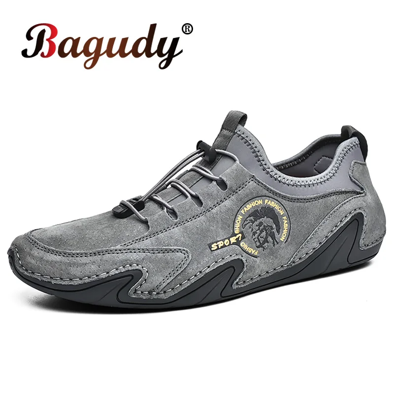 Мужские кожаные лоферы на плоской подошве коричневые дышащие повседневные