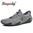 Мужские кожаные лоферы на плоской подошве, коричневые дышащие повседневные туфли-оксфорды, мокасины для вождения, обувь для весны и осени, 2019