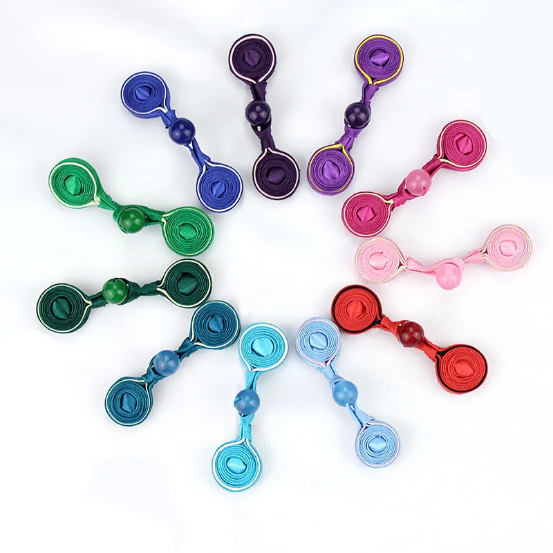 1 пара пуговиц с узлом китайской лягушки круглые кнопки в форме диска нефритовыми