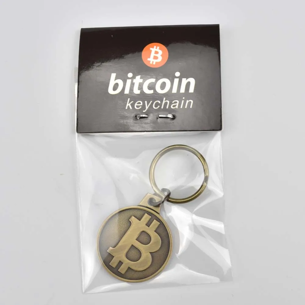 brass color keychain 1 шт. горячая Распродажа дешевая Золотая монета Биткоин с пластиковой оболочкой битная монета BTC криптовалюта физическая металлическая монета для сортировки - Цвет: brass color keychain