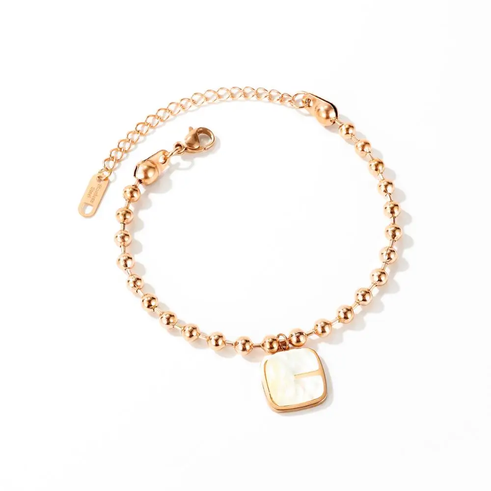 

Bohemia Handmade Beads Stainless Steel Square White Shell Charm Bracelets For Women Girls Chain & Link Beach Bracelet Jewelry