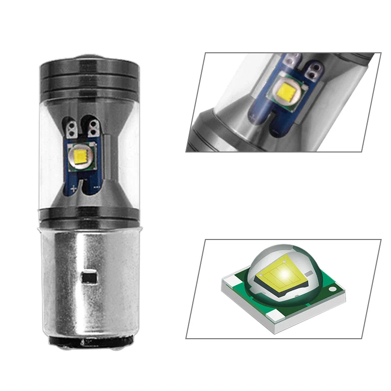 1 шт. светодиодная лампа для мотоциклетных Фар H4 9003 BA20D HID 6500K Moto P15D 30 Вт |