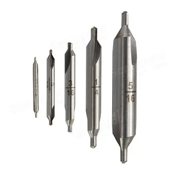 

5Pcs HSS Center 60 degrees Spotting Drill Bits Combined Countersink High Speed Tool R06 Drop Ship