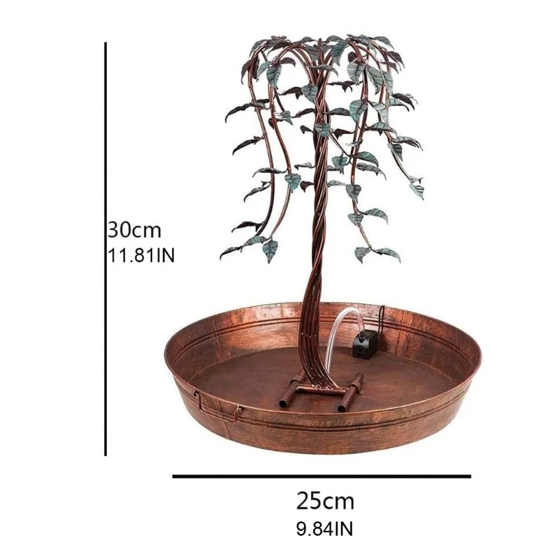 

Wrought Iron Simulation Willow Statue Fountain Light Creative Garden Statue Patio Fountain Outdoor Landscape Garden Art