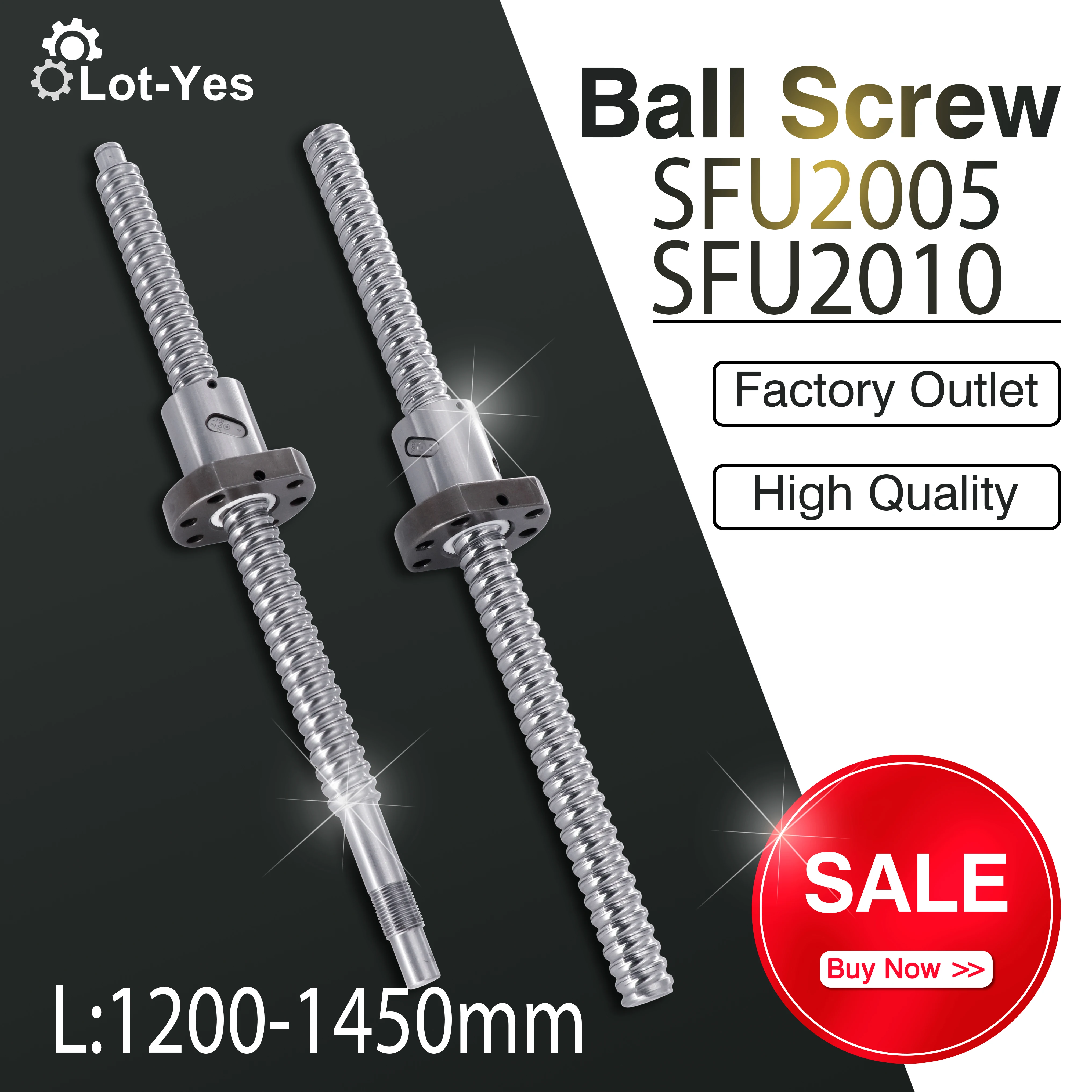 

Left-hand Thread / Right-handed Ball Screw SFU2005 SFU2010 L： 1200 1300 1400 1500 MM C7 Rolled Ballscrew Ball Nut Metal SFU 2005