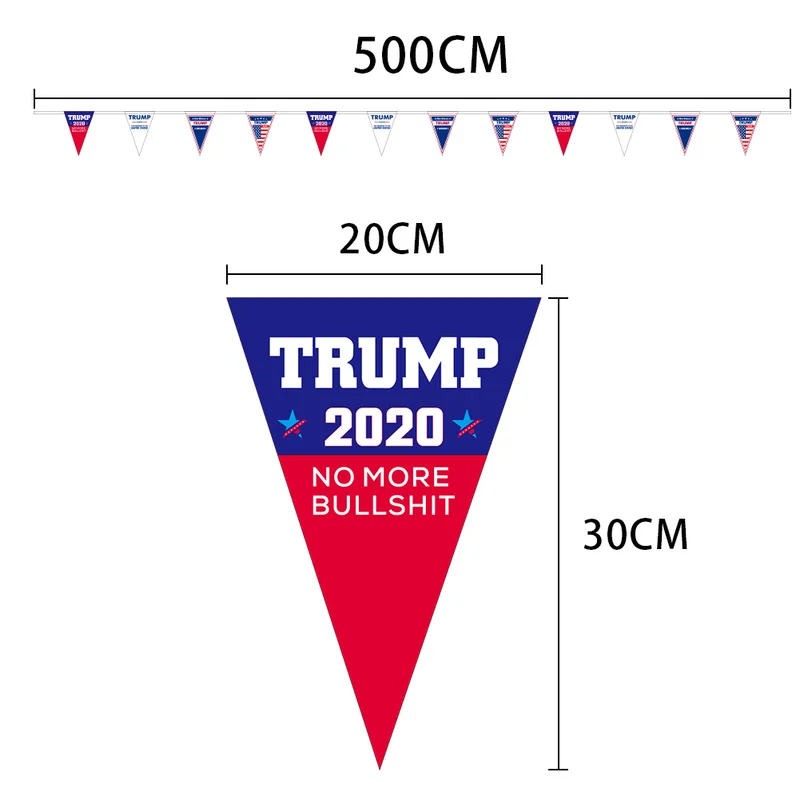 

Trump 2020 Banner 16.8ft 12pcs Trump Bunting Banner for Garden Party Decor Parades 45th President Election Day Celebration Event