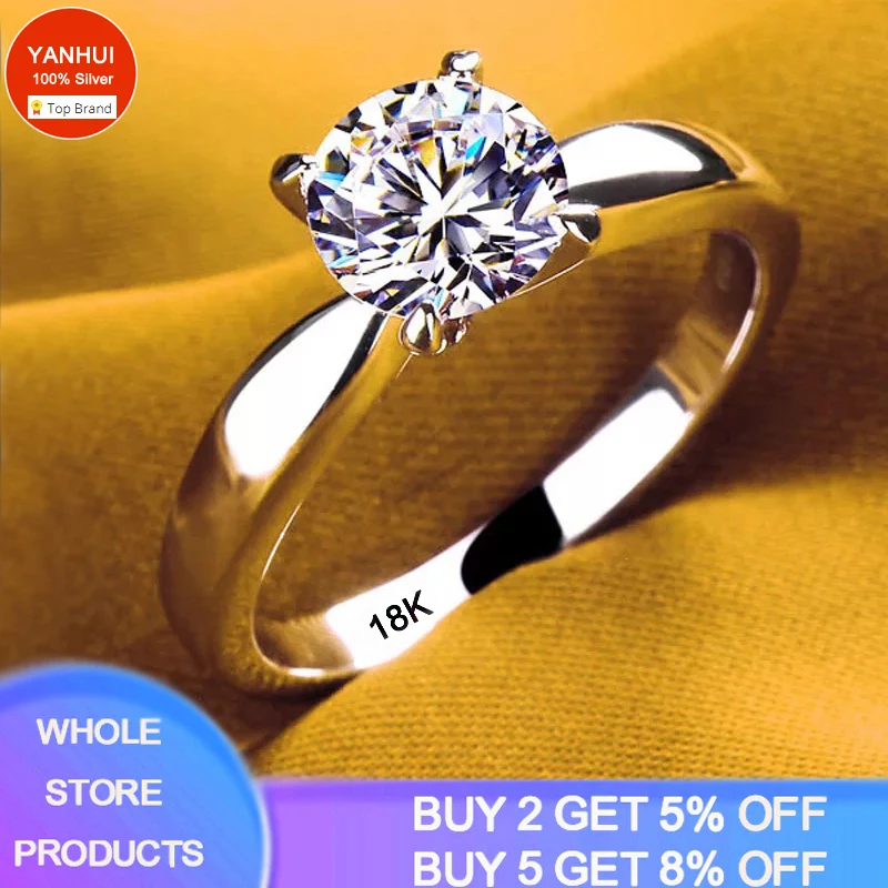 

Luxury Women Original 18K White Gold Color Ring Bride Wedding Jewelry High Quality Natural Zirconia Diamond Proposal Ring Gift