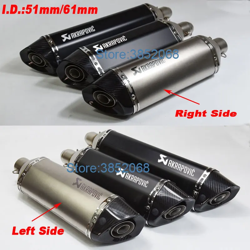 Мотоцикл Akrapovic выхлопной ID: 51 мм/61 мм L: 570 мм/470 мм Мотоцикл углеродного волокна наконечник глушитель Escape с DB Killer