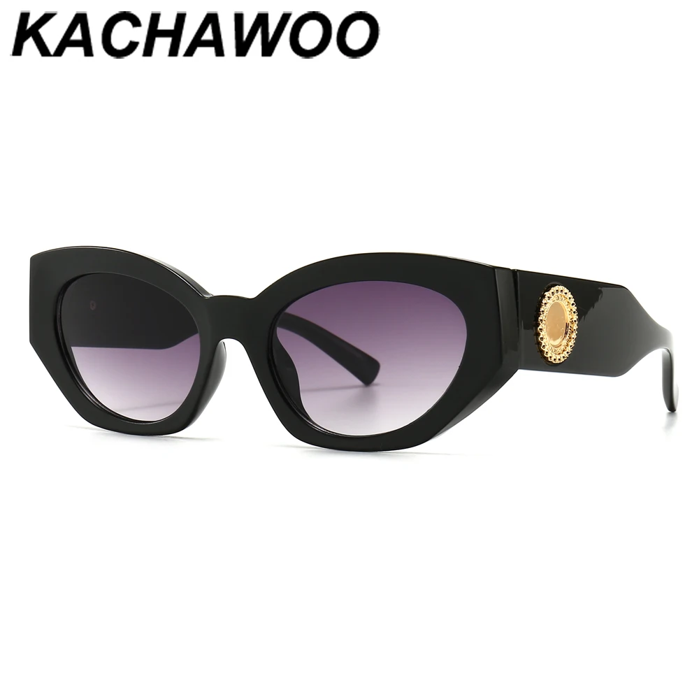 Женские винтажные солнцезащитные очки Kachawoo черные коричневые кошачий глаз в