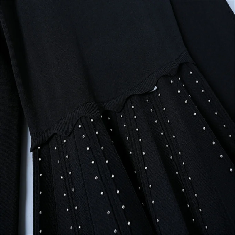 Тонкое элегантное платье в полоску Tunjuefs осенне зимнее Открытое Женский пуловер с