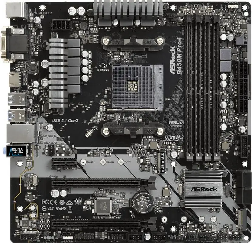 Материнская плата asrock b450m pro4 soc-am4 amd b450 4xddr4 matx ac`97 8ch(7.1) gblan raid+vga+dvi+hdmi | Компьютеры и