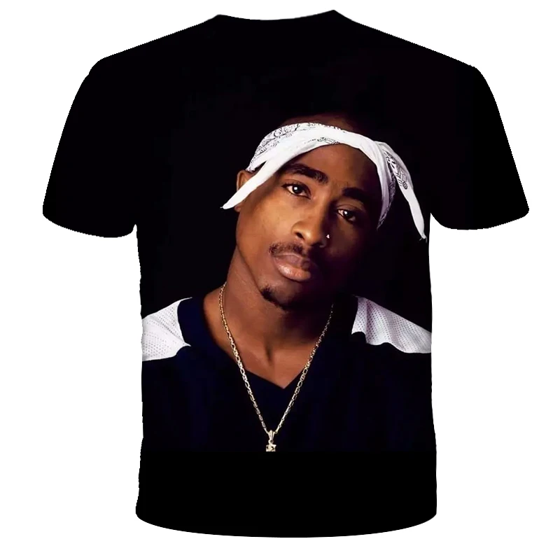 Новая летняя модная мужская и женская футболка Rapper 2pac Tupac 3d принт хип-хоп футболка s Повседневная крутая футболка для мужчин размера плюс 5XL