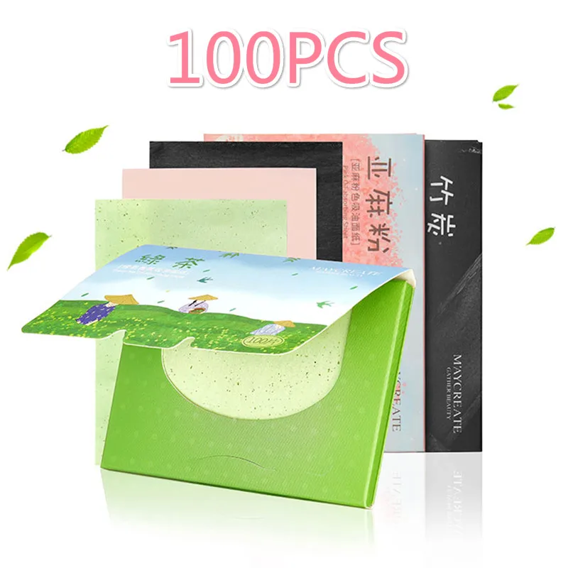 Бумага для промокания лица 100 шт. впитывающие салфетки контроля жирности листы