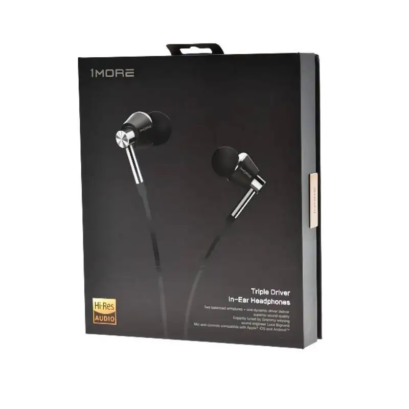 1MORE Triple Driver Wired Hi-Fi Headphones HI-RES Audio with High Resolution Bass Driven Sound MEMS Microphone In-Line Remote |
