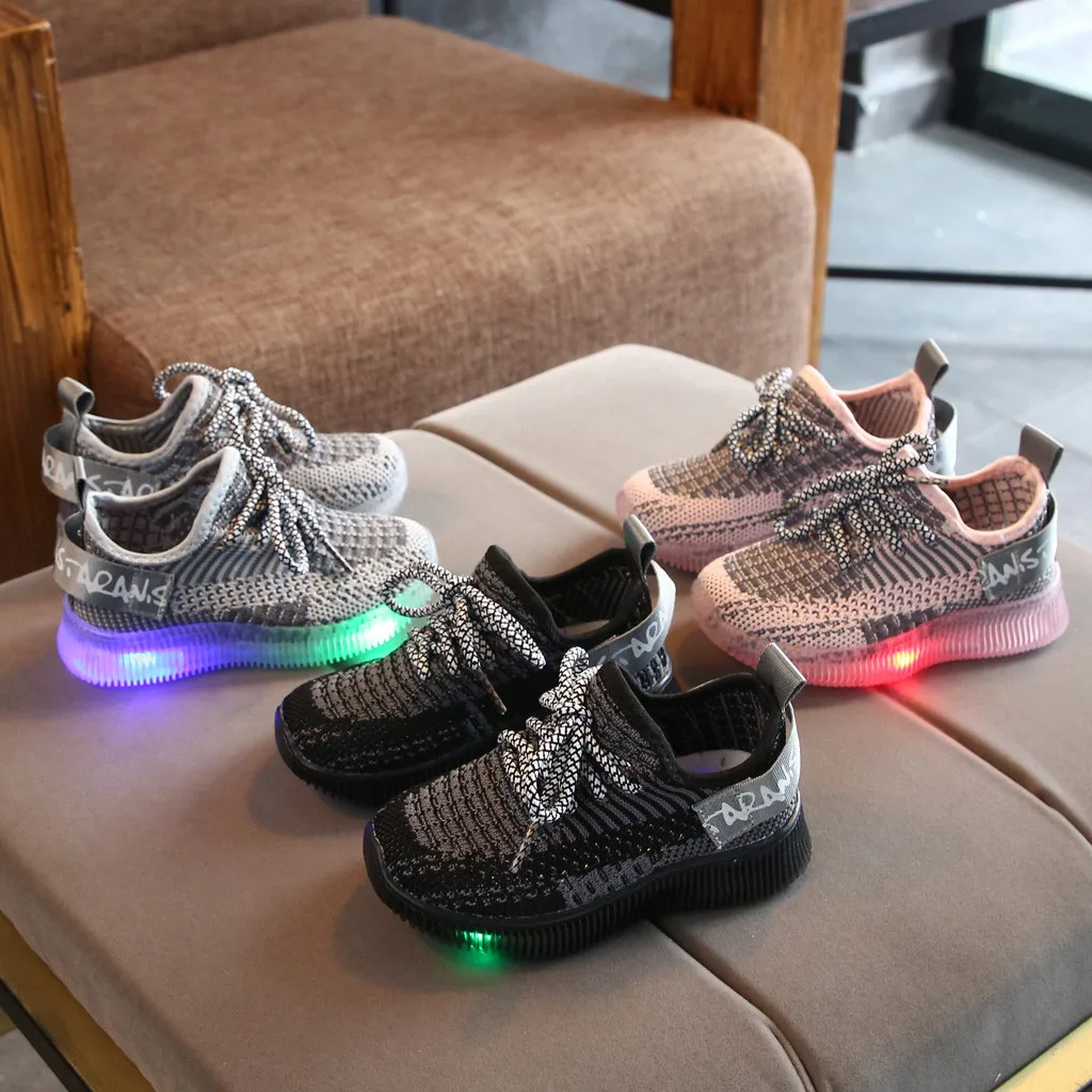 Кроссовки Детские сетчатые со светодиодной подсветильник кой на