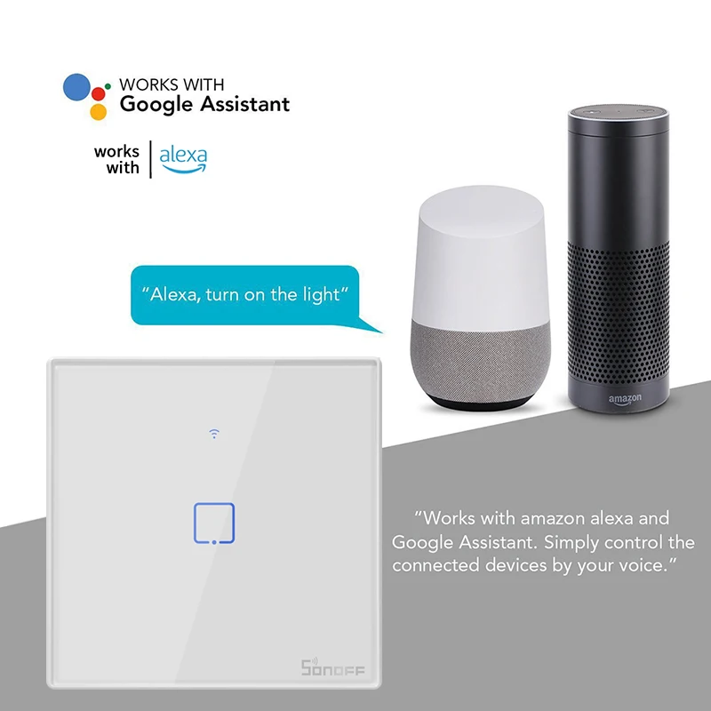 Умный выключатель SONOFF T2 1/2/3 клавиши с поддержкой Wi-Fi | Электроника