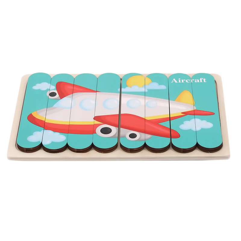 

Kids 3D Wooden Bar Puzzles Cartoon Animals Pattern Storys Jigsaw Puzzle Boards Children Educational Games Montessori Toys Gifts