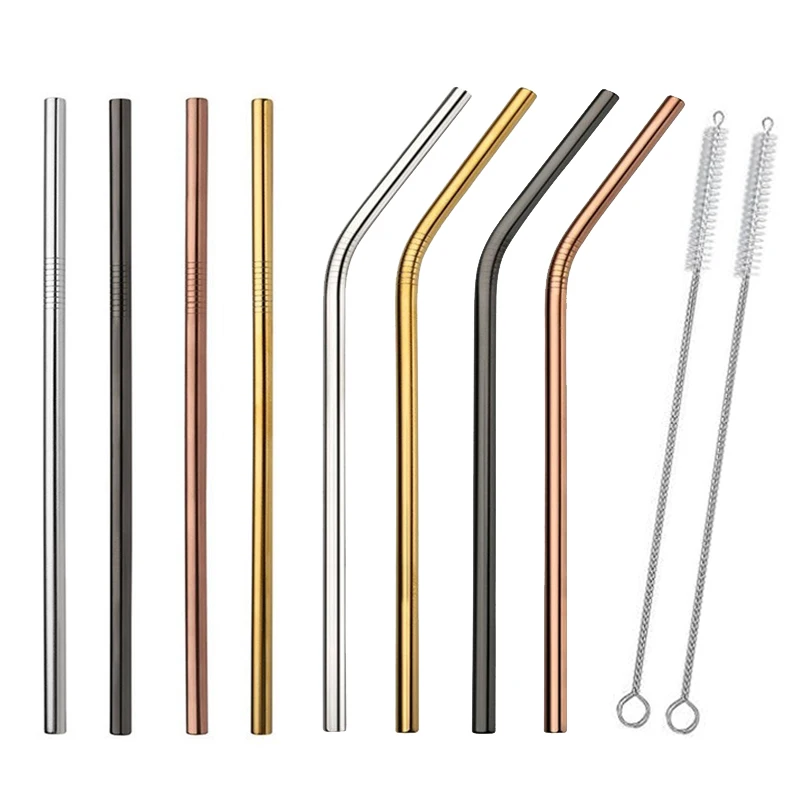 4/8 шт. многоразовые металлические соломинки для напитков 304 нержавеющая сталь