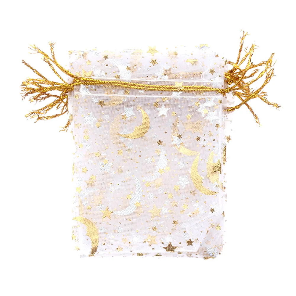 white 10 шт., 7x9/9x12/13x18 см, подарочная Сумка из органзы с сердечком, милая конфетная посылка, для свадьбы, на шнурке, мешочек для украшений, яркие вечерние украшения - Цвет: white
