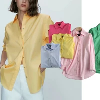 elmsk blouse women england fashion simple multicolor oversize boyfriend cotton blusas mujer de moda 2021 casual shirt women