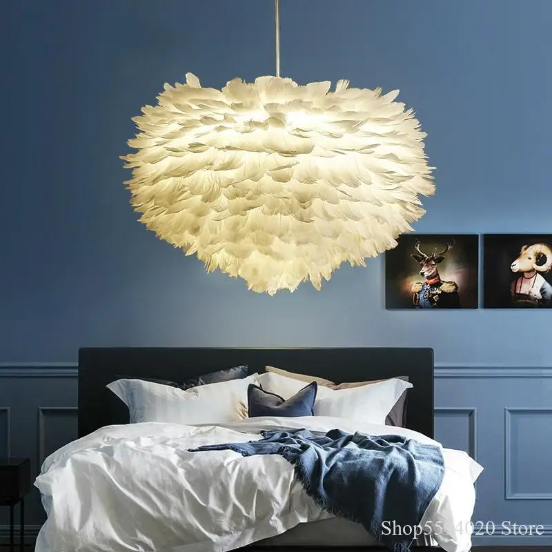 Романтические подвесные светильники с перьями для спальни гостиной подвесной