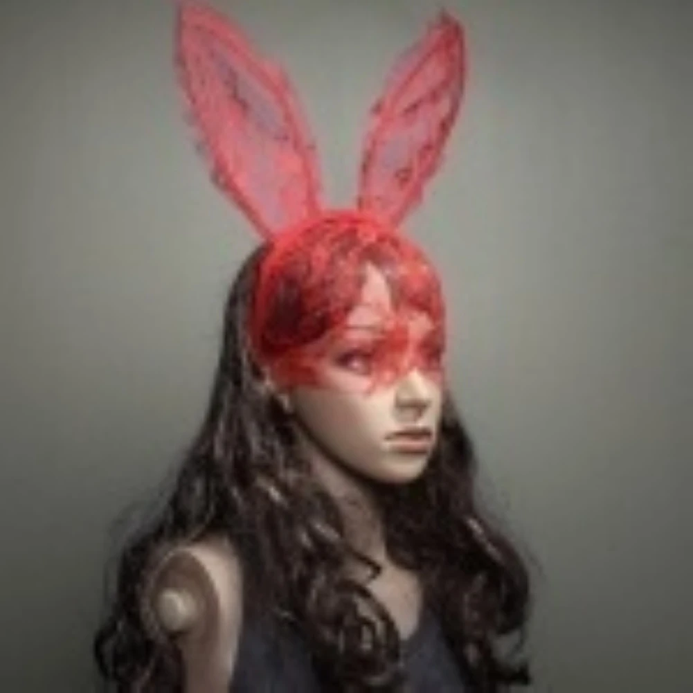 Женские заячьи кроличьи уши кружевная сетчатая вуаль маскарадный декор повязка