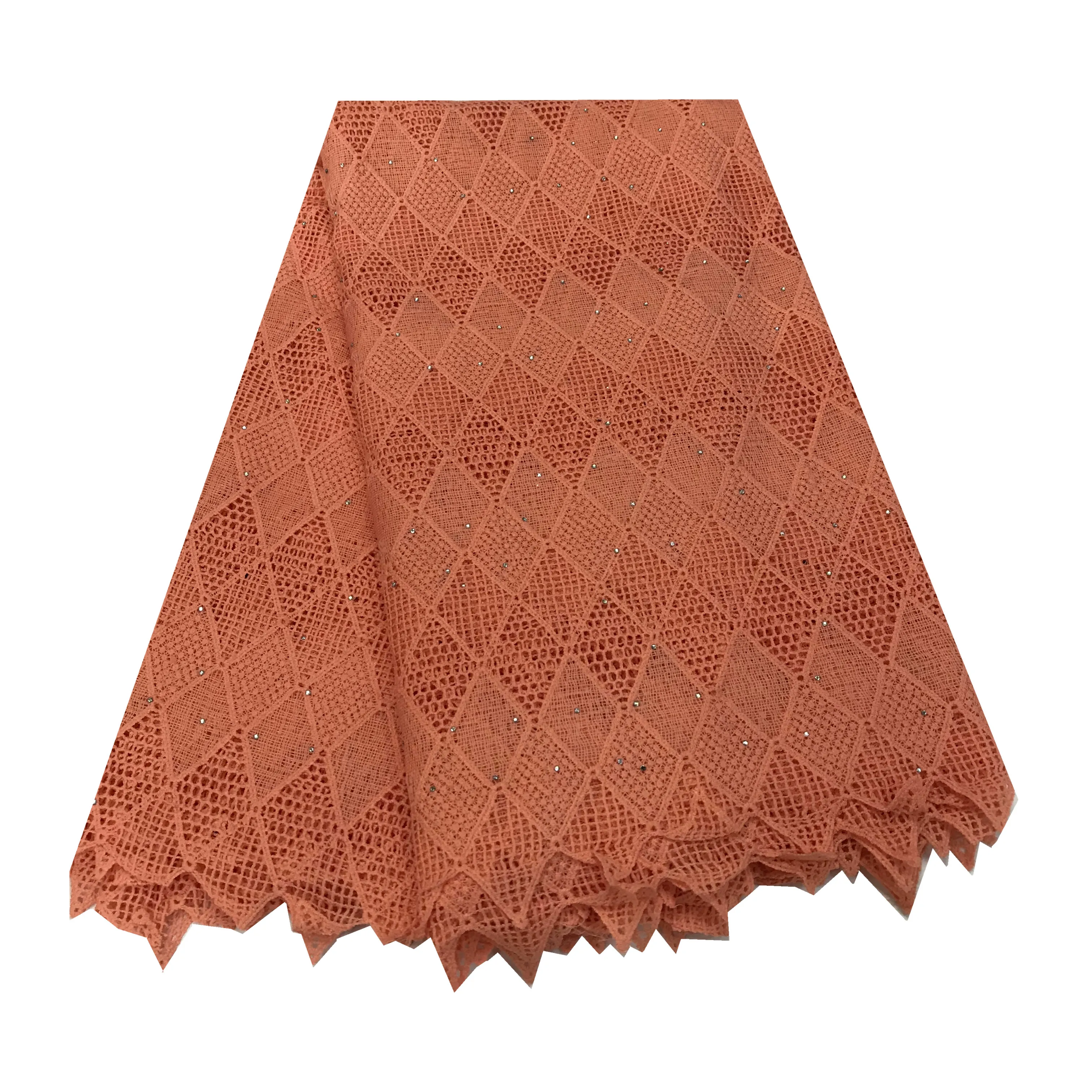 Темно-фиолетовая 100% хлопчатобумажная швейцарская вуаль кружевная ткань Стразы