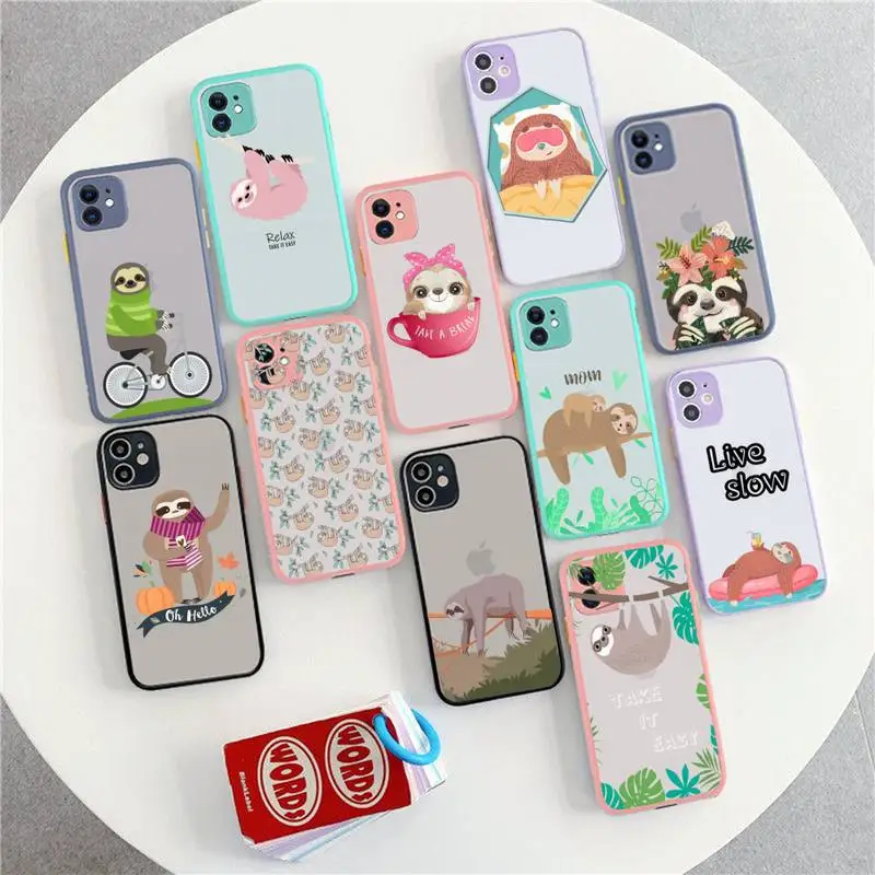 

TOPLBPCS Cute Sloth Animals Phone Case for iPhone 11 12 13 mini pro XS MAX 8 7 6 6S Plus X 5S SE 2020 XR case