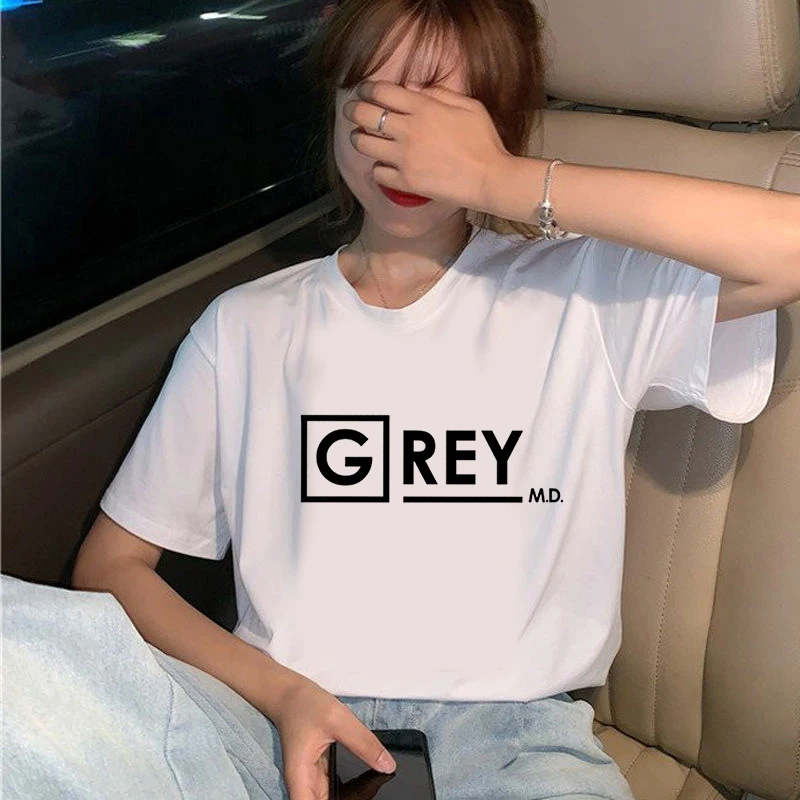 

Gray Anatomical T-shirt Lady You're My Person Letter Harajuku Ullzang Tops tees Korean Female T-shirt