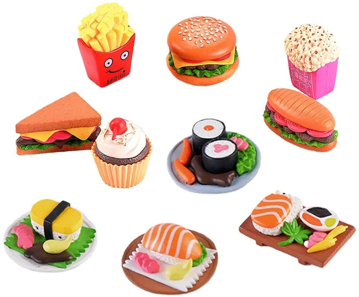 

10 шт. миниатюрные искусственные суши, игрушка для ролевых игр, Реалистичная поддельная модель гамбургера, фотография, реквизит, украшение д...