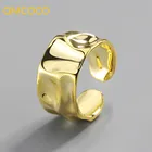 QMCOCO серебряный цвет неправильной ручной работы широкое кольцо для женщин креативные геометрические Ювелирные изделия Подарки дизайн регулируемые Простые Кольца