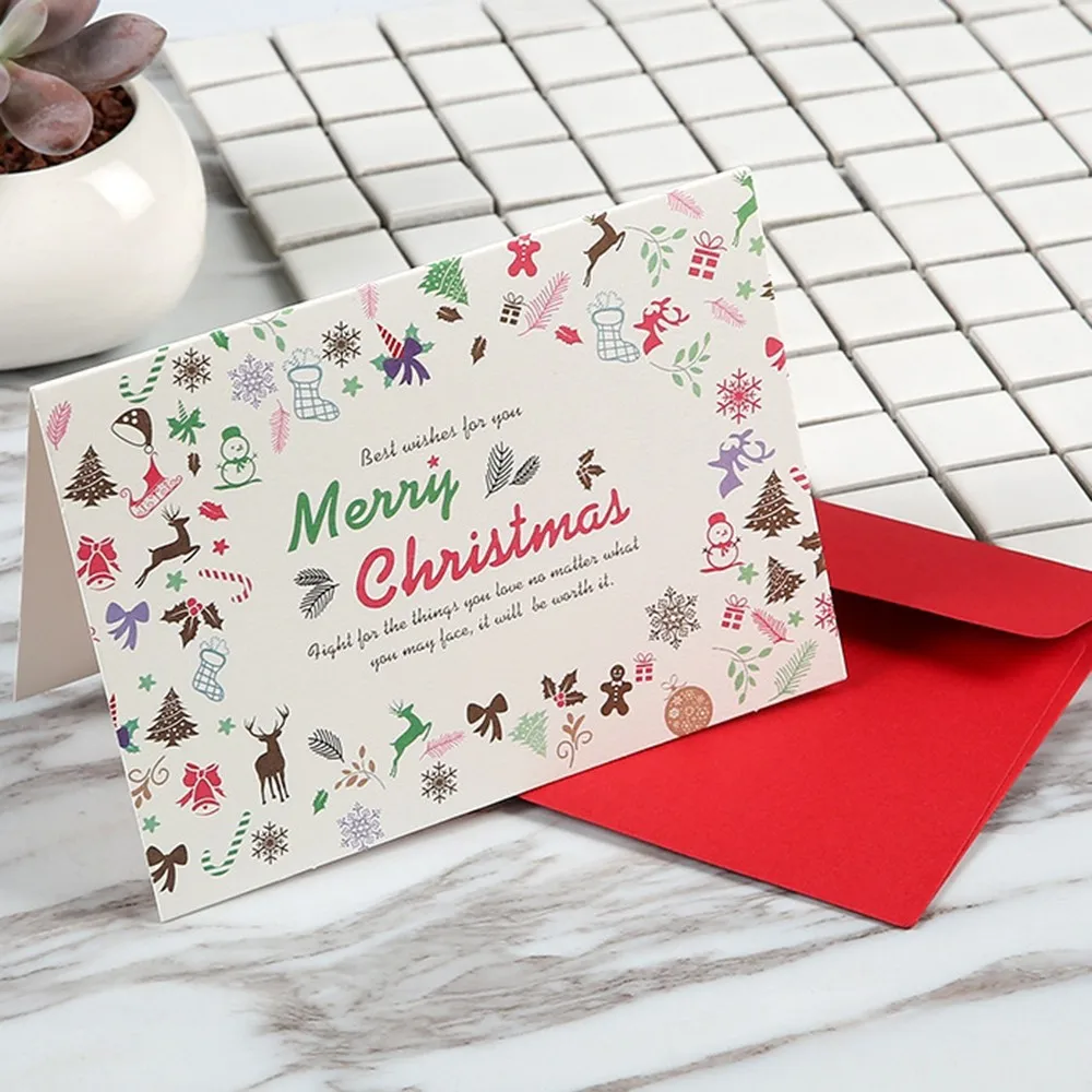 Творческий мультфильм благословение карты Рождественские открытки с Конверты