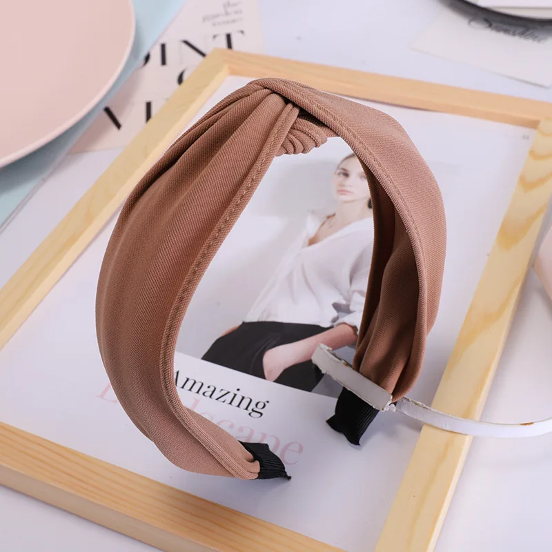 2021New Solid Color Cloth Cross Hairband Headband Turban for Women Lady Wide Plastic Hair Hoop Bezel Bands Accessories |