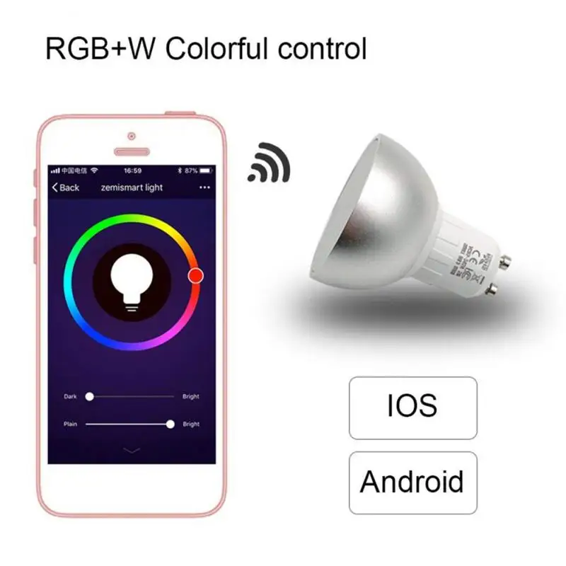 

Smart Bulb WiFi GU10 RGBW 5W Led Dimmable Compatible With Alexa & Google Home Remote Control By Smartphone Tablet 50W
