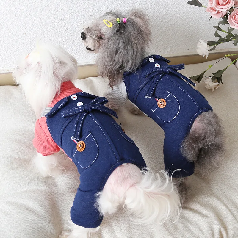 Denim Boy Dog Sweater Jumpsuit casual clothes Cat Puppy Coat Jacket Shirt Pants Autumn/Spring Apperal | Дом и сад