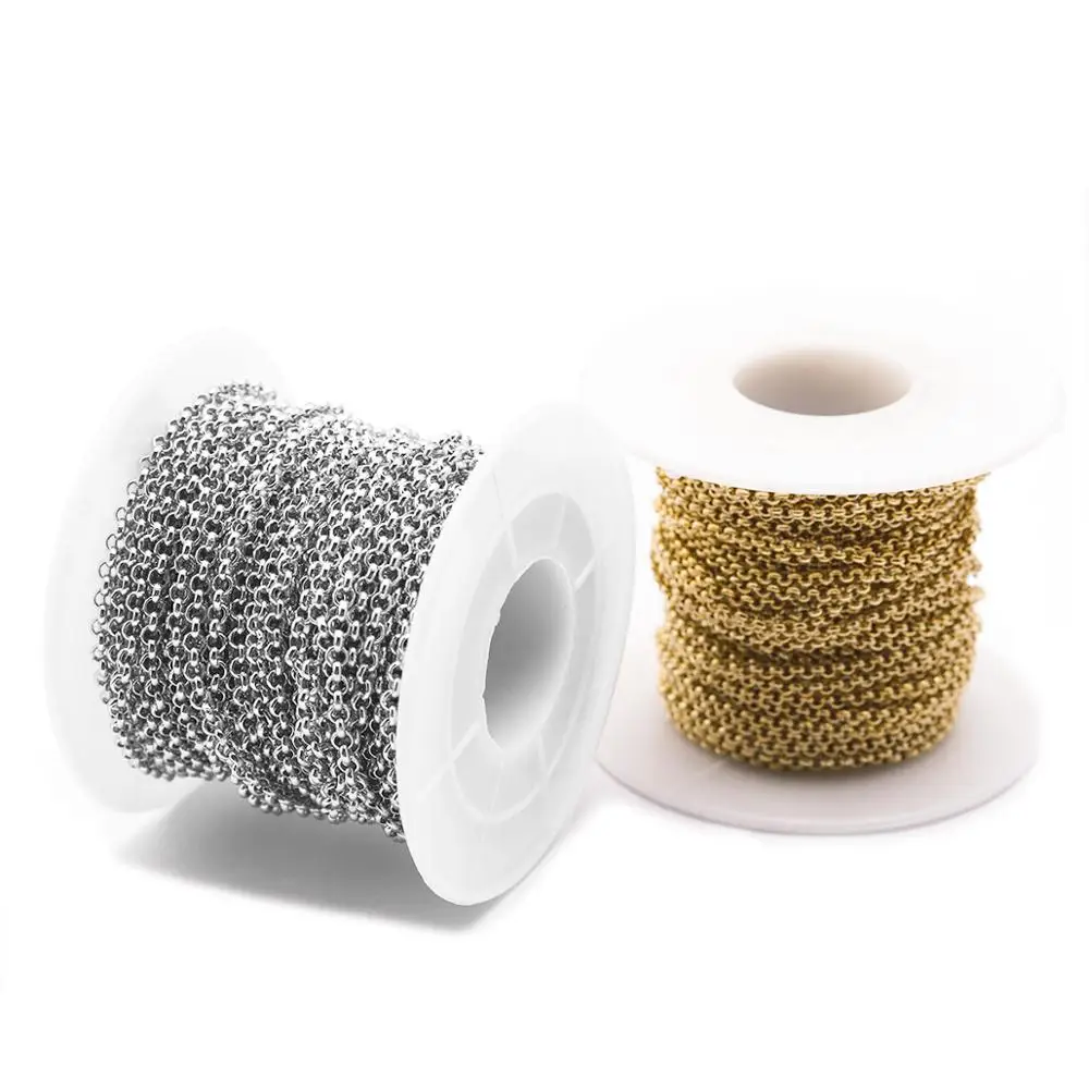 lacoogh 10Yard/lot Stainless Steel Bulk Link O Chain Silver Color Rolo Dia 2/2.5/3/4/5mm For Diy Necklace Jewelry Making | Украшения и