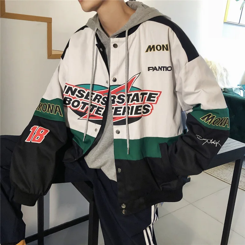 

Round bay Men Patchwork Streetwear Bomber Jackets 2021 Autumn Mens Korean Fashions Windbreaker Harajuku Hip Hop Jackets Coats