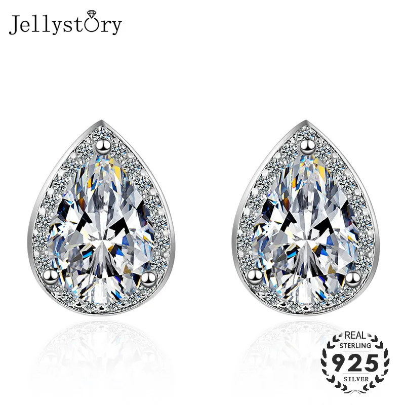 Jellystory Мода 925 серебряные серьги для женщин в форме капли воды циркон драгоценные