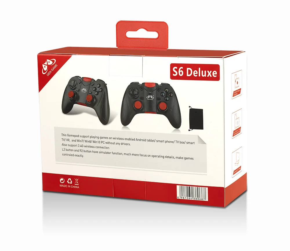 Геймпад беспроводной PC джойстик сотовый телефон Usb для ПК/IOS/Android/TV GEN GAME S6 Deluxe 100%