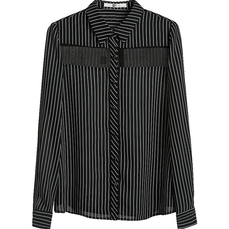 

Shirt Women's Design Sense Niche 2021 Spring and Autumn New Vintage Stripe Loose Western Style Top Chiffon Long Sleeve Shirt