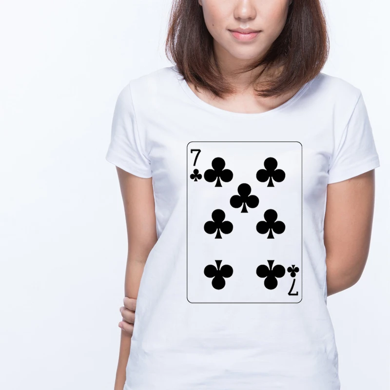 Футболка kpop игральные карты Графические футболки тройники 7 Забавный покер kawaii
