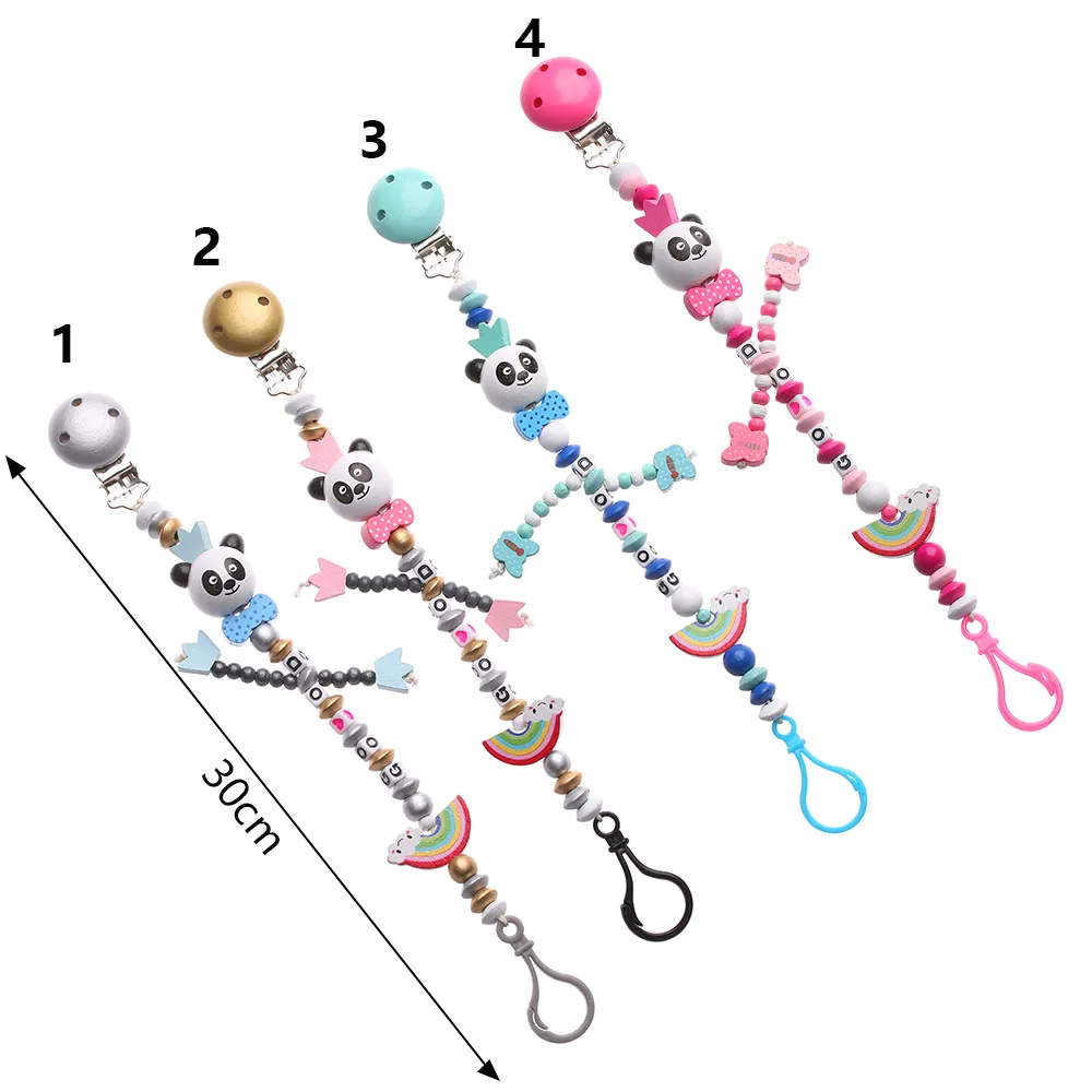 1PC New Multicolor Panda Silicone Baby Pacifier Clip Rainbow Chain For Teething Soother Chew Toy | Мать и ребенок