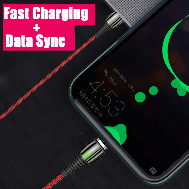 Обновленный Магнитный зарядный кабель 3 А Type-C USB C магнитный с лентой шнур для
