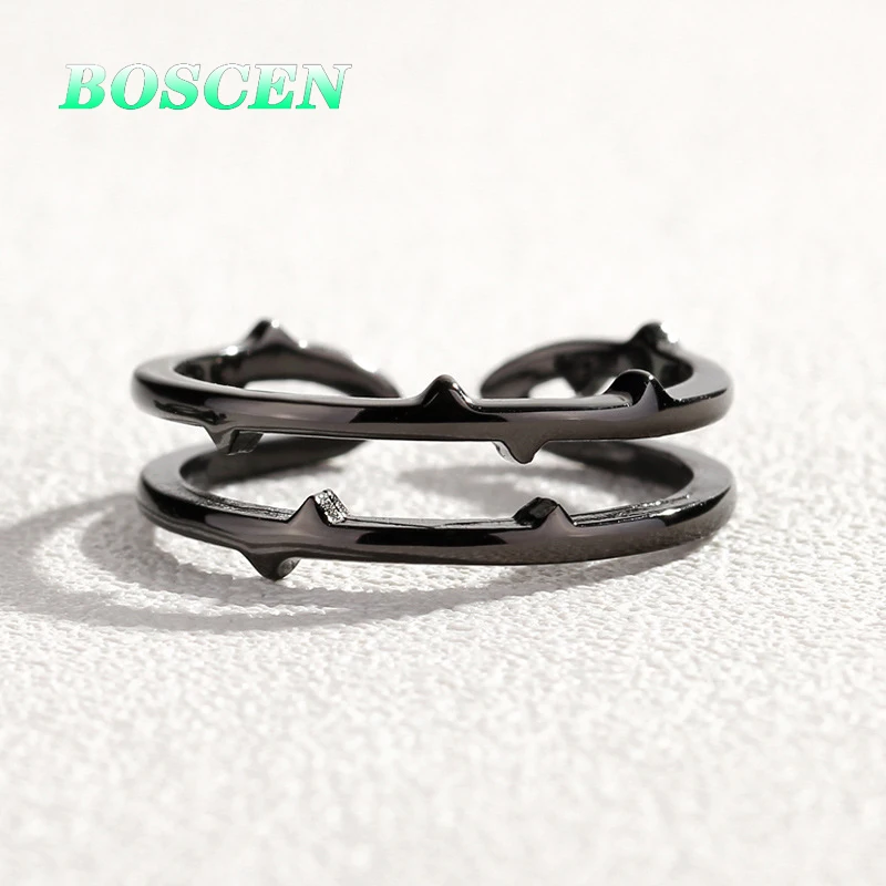 BOSCEN 925 пробы Серебряное кольцо для пары женщин мужчин девушек мальчиков подарок