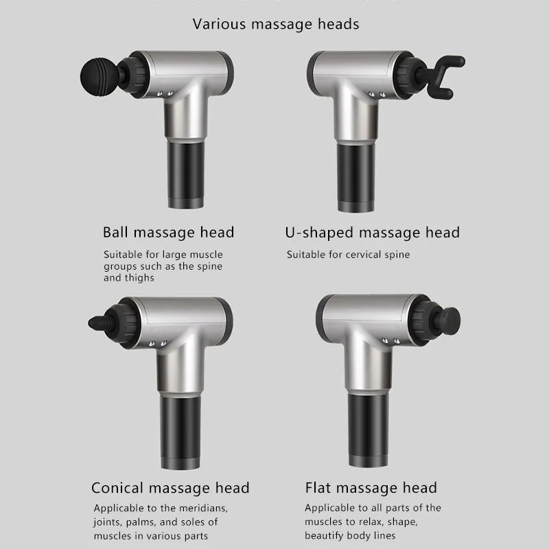 Массажный пистолет с 4 головками для мышц Электрический массажер глубоких тканей