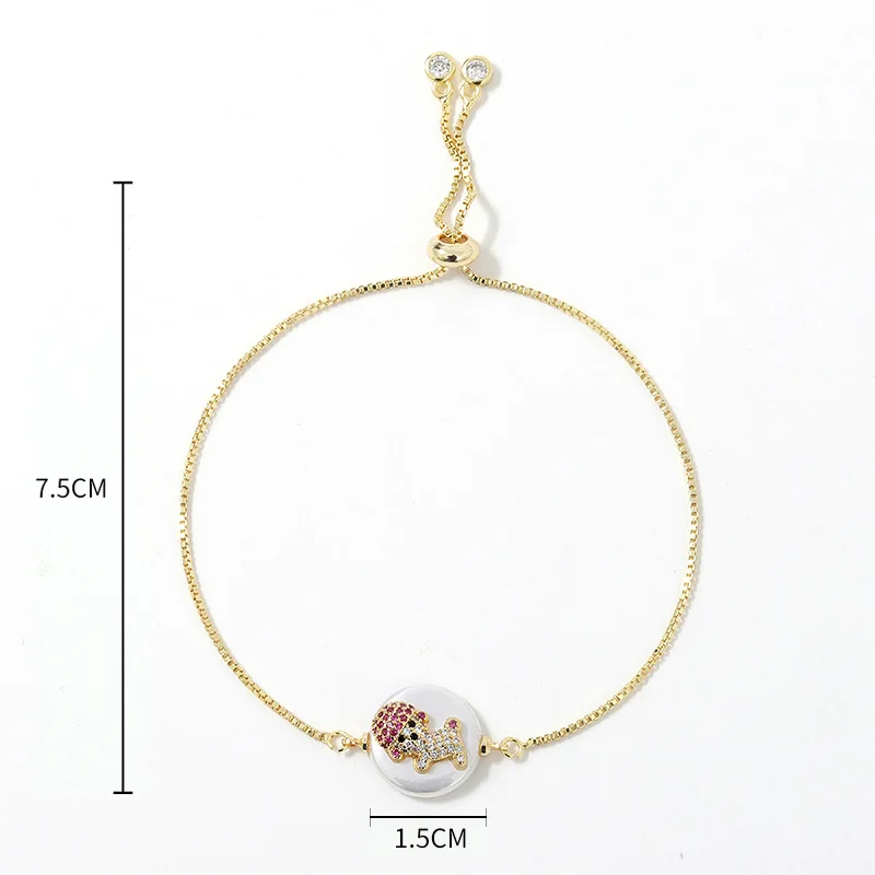

Dongdaemun hot-selling puppy bracelet with micro-color adjustable gold bracelet, sweet gift for girlfriend's bracelet