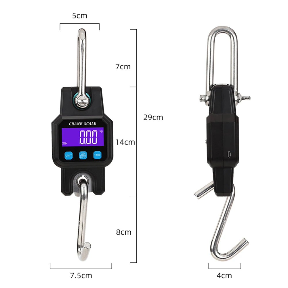 

Portable 300kg 50g LCD Digital Kitchen Scales For Fishing Luggage Travel Electronic Weighting Hanging Scale With Backlight